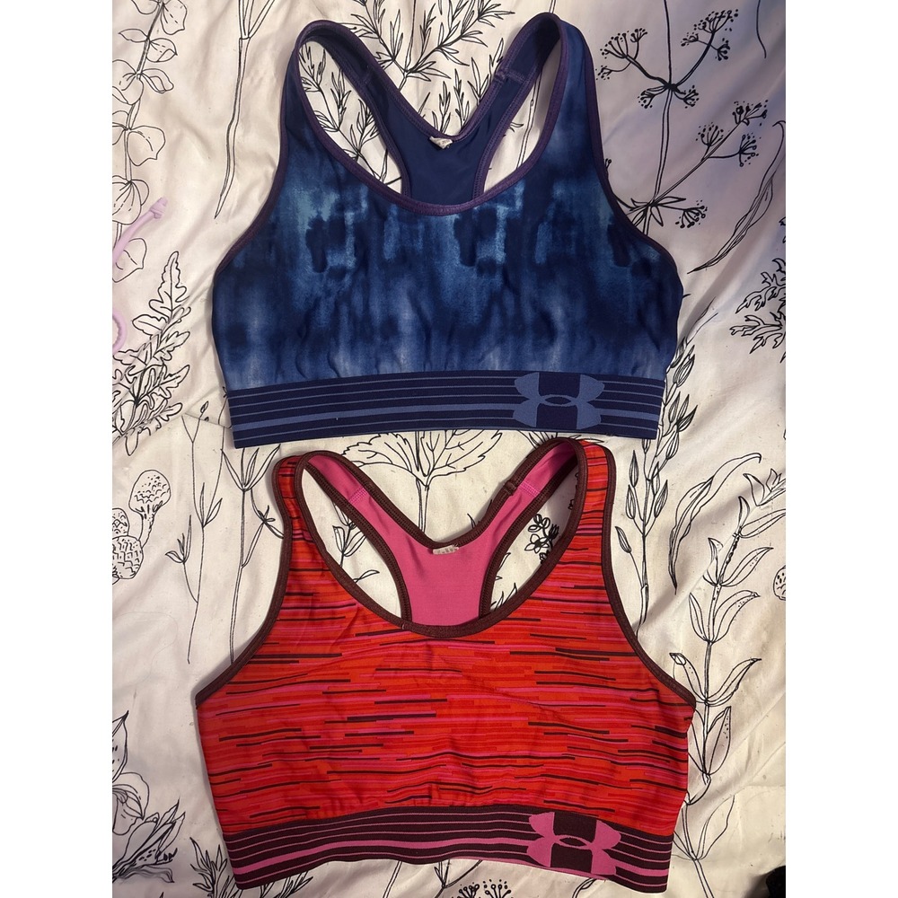 Under Armour Set of 2 Women's Sports Bras, Blue & Pink, Size Small